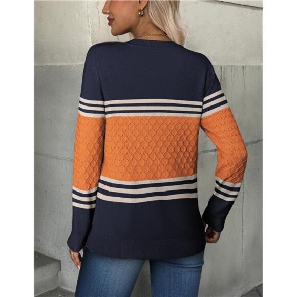 Womens Long Sleeve Sweater Crew Neck Knit Pullover Fall Fashion Casual Tops 2025 - Picture 4 of 6